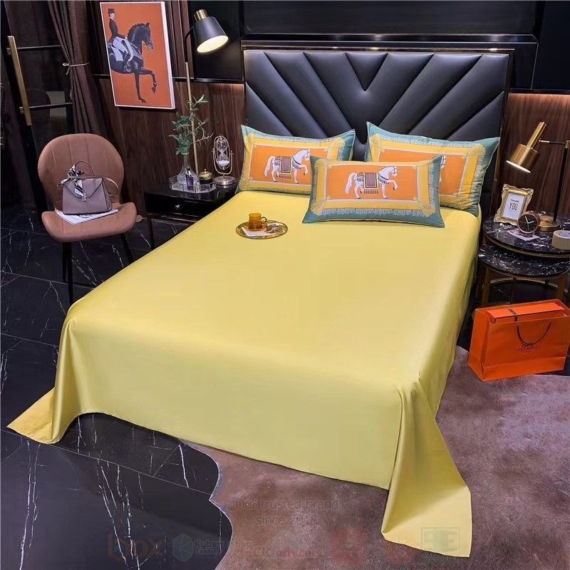 Hermes White Horse Luxury Brand Bedding Set Hermes White Horse Luxury Brand Bedding Set
