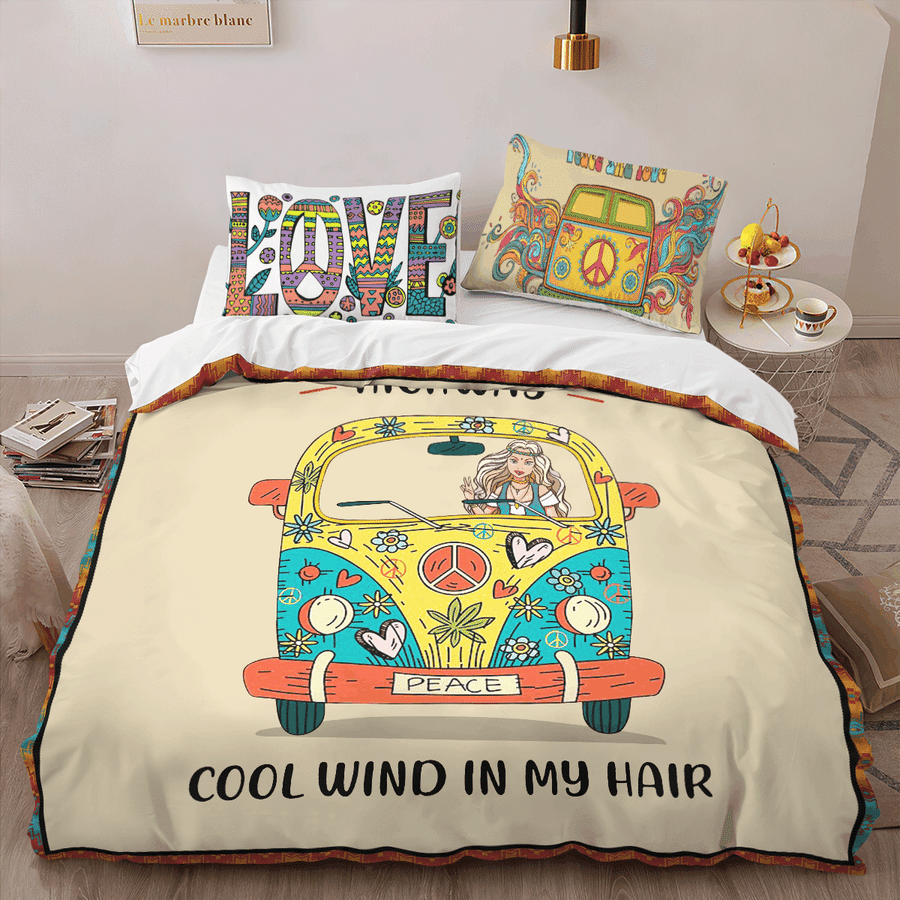 Hippie-Girl-On-A-Dark-Desert-Highway-Bedding-Set-1