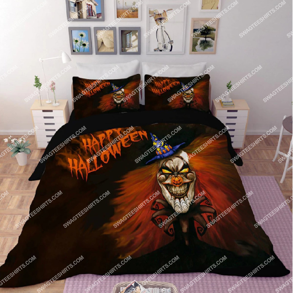 Horror Clown And Halloween Night Full Printing Bedding Set Horror Clown And Halloween Night Full Printing Bedding Set