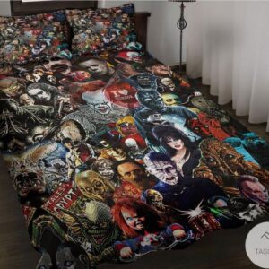 Horror Movie Character Faces Quilt Bedding Set