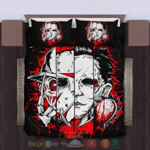 Horror Movies Black Red Bedding Set