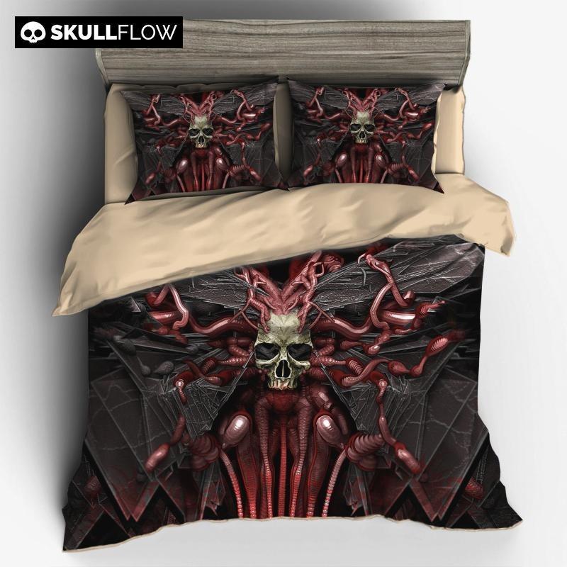 Horror Worm Maggot Skull Duvet Cover and Pillowcase Set Bedding Set 429 Horror Worm Maggot Skull Duvet Cover and Pillowcase Set Bedding Set 429
