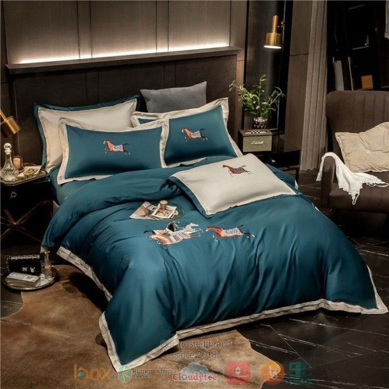 Horse-Dark-Cyan-Quilt-Bedding-Set-1