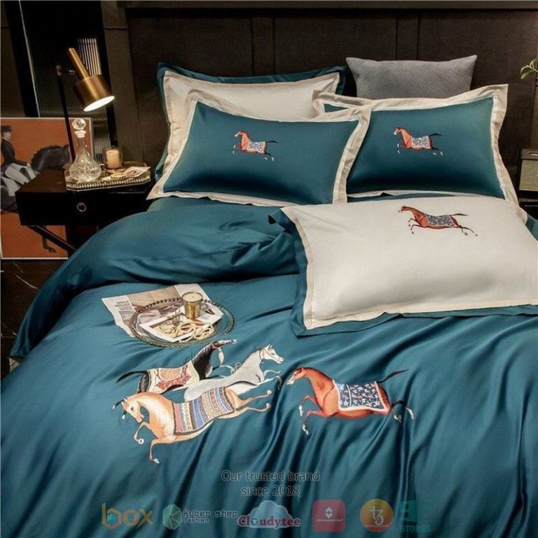 Horse-Dark-Cyan-Quilt-Bedding-Set-2