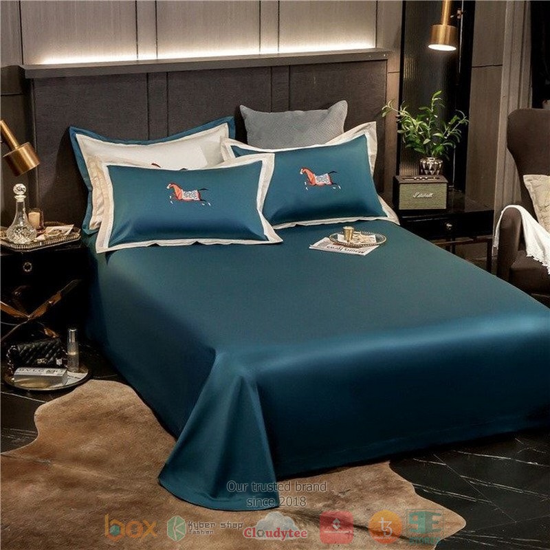 Horse Dark Cyan Quilt Bedding Set Horse Dark Cyan Quilt Bedding Set