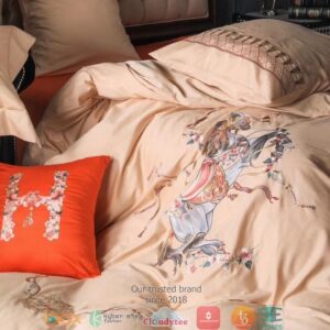 Horse Flower Pink Quilt Bedding Set