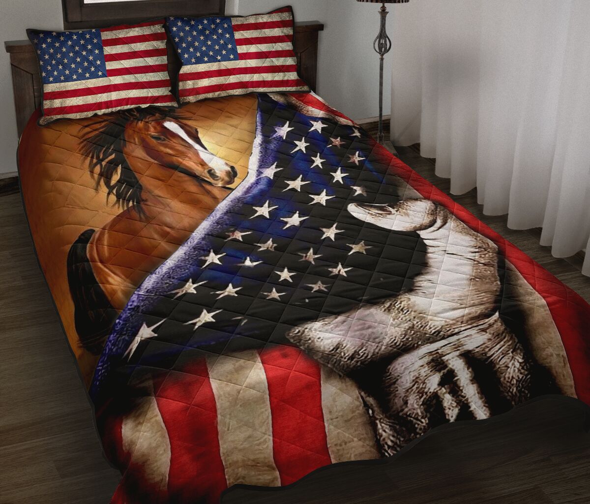 Horse In American Flag All Over Print Bedding Set Horse In American Flag All Over Print Bedding Set