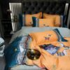 Horse Orange Dark Green Quilt Bedding Set