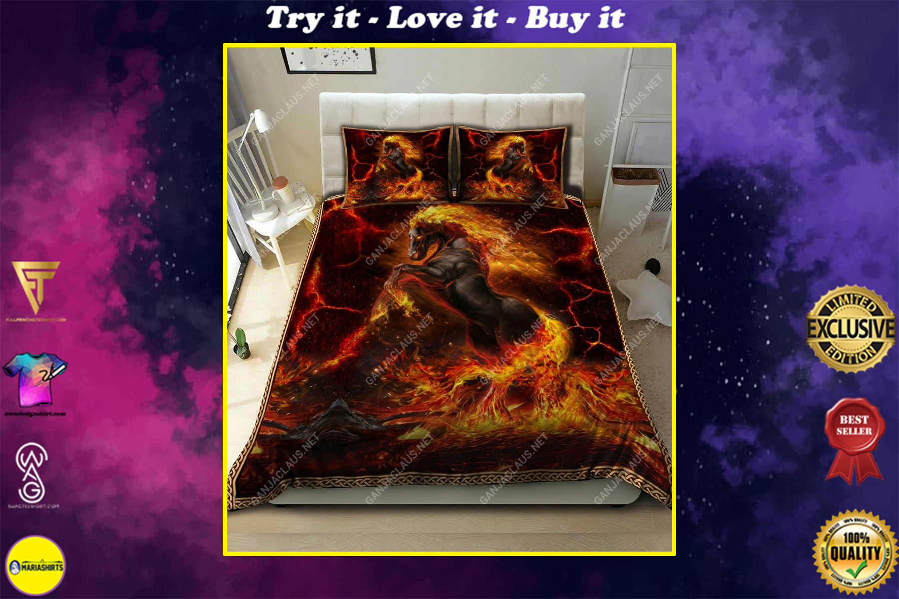 Horses And Fire Full Printing Bedding Set Horses And Fire Full Printing Bedding Set