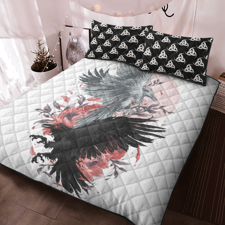 Hugin-And-Munin-White-Quilt-Bedding-Set-2