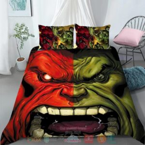 Hulk Graphic Red Green Bedding Set