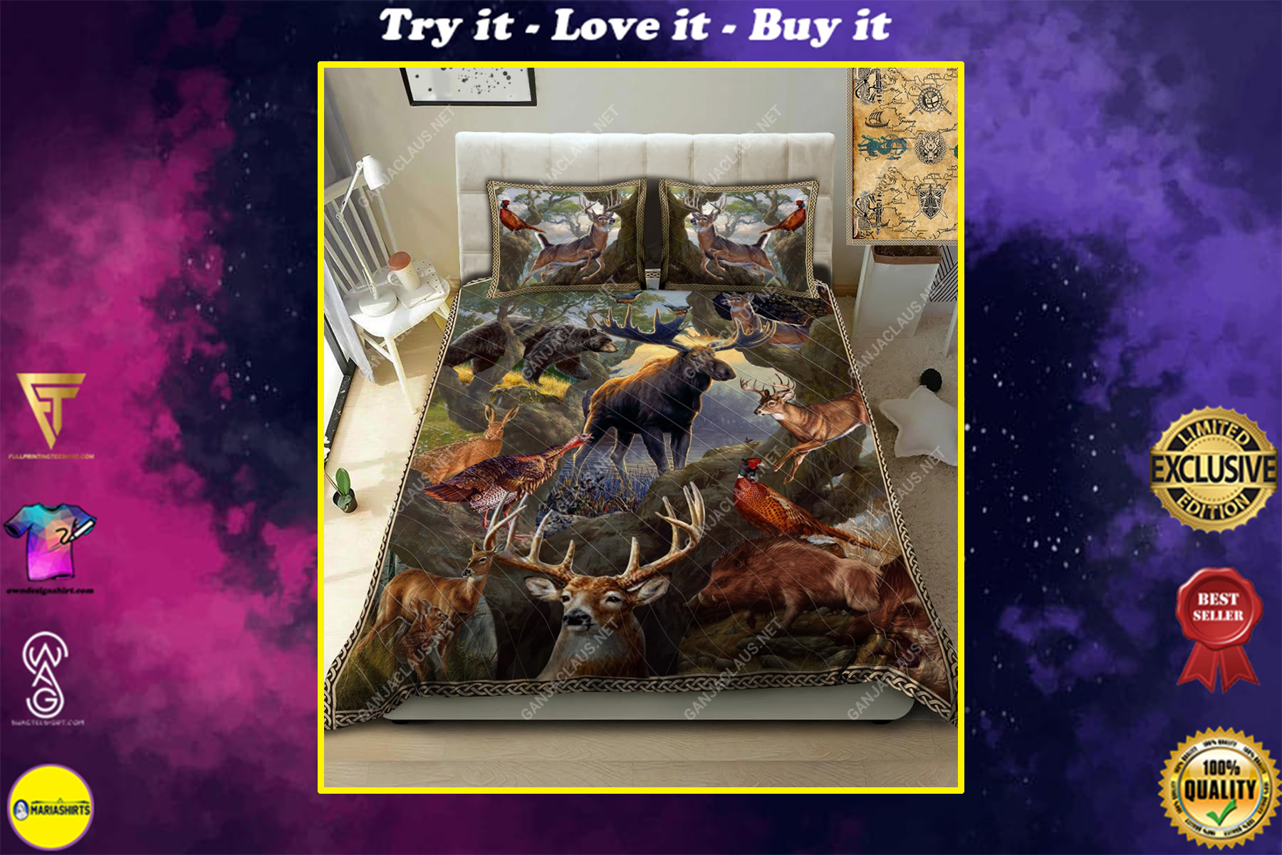 Hunting Deer Full Printing Bedding Set Hunting Deer Full Printing Bedding Set