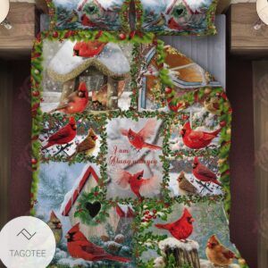 I Am Always With You Christmas Cardinals Bedding Set