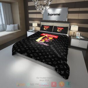 Iron Man Supreme Louis Vuitton Black Pattern Quilt Bedding Set