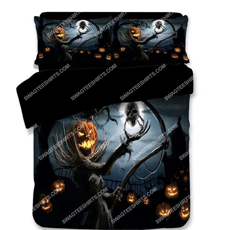Jack O Lantern And Halloween Night Full Printing Bedding Set Jack O Lantern And Halloween Night Full Printing Bedding Set
