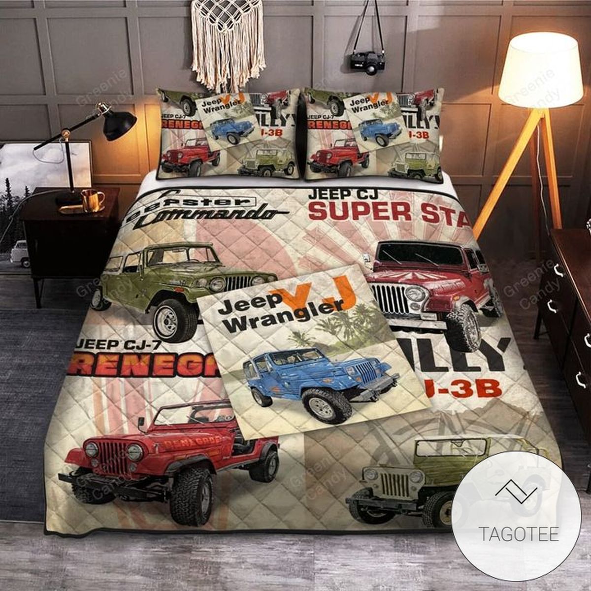 Jeep Vintage Car Quilt Bedding Set Jeep Vintage Car Quilt Bedding Set
