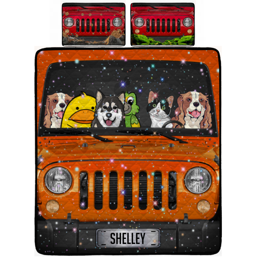 Jeep Wrangler Pet Dog Cat Parrot Rabbit Personalized Bedding Set Jeep Wrangler Pet Dog Cat Parrot Rabbit Personalized Bedding Set