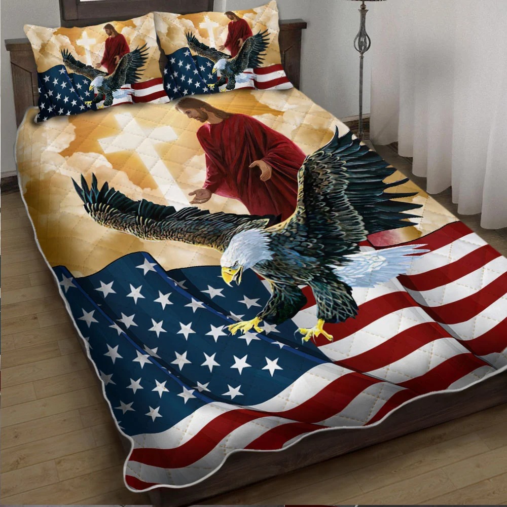 Jesus American Eagle Quilt Bedding Set Jesus American Eagle Quilt Bedding Set