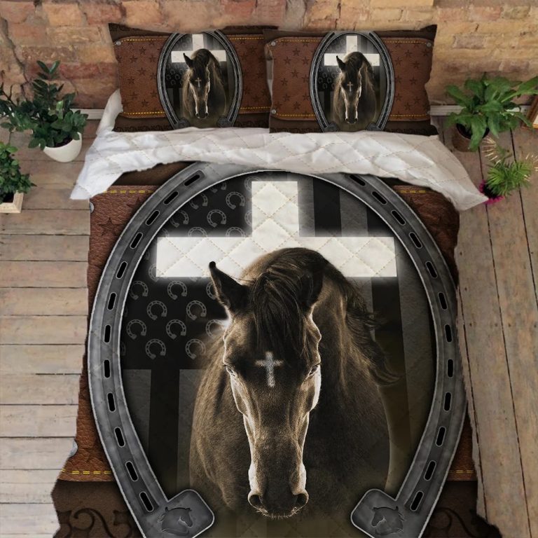 Jesus-And-Black-Horse-Quilt-Bedding-Set-1
