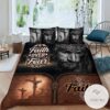 Jesus Christian Faith Over Fear Leather Print Bedding Set