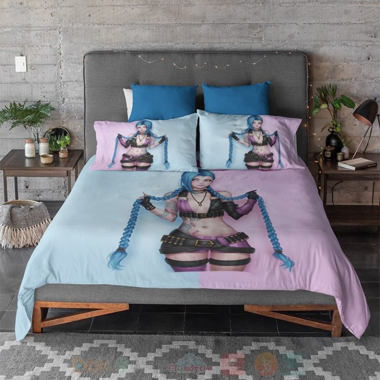 Jinx-Powder-Color-Crossover-League-Of-Legends-Arcane-Gamming-Bedding-Set-2