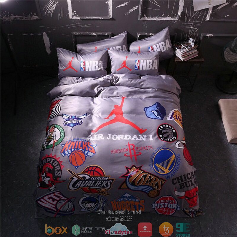 Jordan Logo Club Grey Duvet Cover Bedding Set Jordan Logo Club Grey Duvet Cover Bedding Set