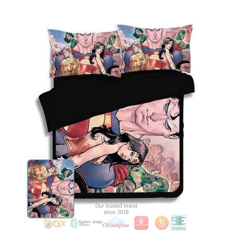 Justice-League-Vintage-Modern-Pattern-Stitched-Comic-Style-Superman-Bedding-Set-1