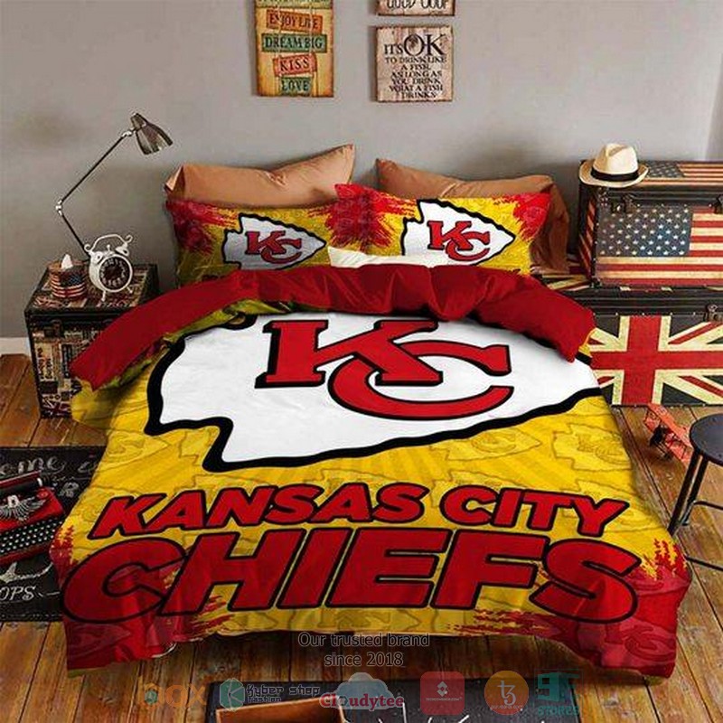 Kansas City Chiefs Nfl Yellow Red Bedding Set Kansas City Chiefs Nfl Yellow Red Bedding Set