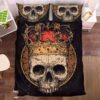 King And Rose Skull Duvet Cover and Pillowcase Set Bedding Set