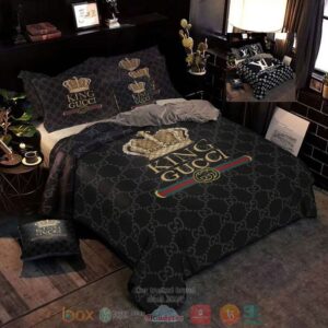 King Gucci Black Pattern Quilt Bedding Set