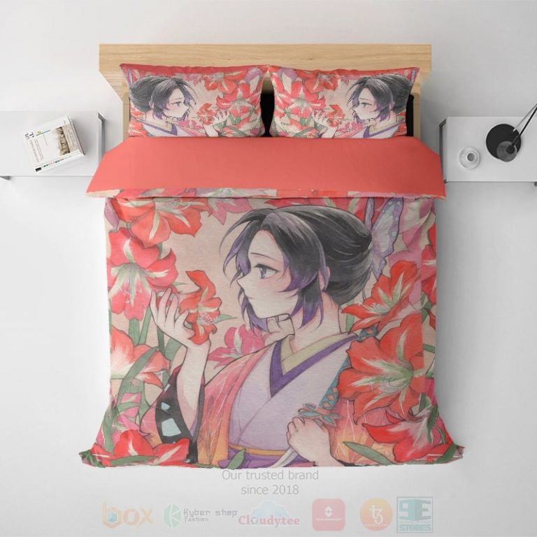 Kochou-Shinobu-Modern-Pattern-Stitched-Floral-Spring-Demon-Slayer-Kimetsu-No-Yaiba-Bedding-Set-1