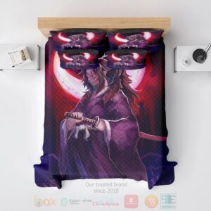 Kokushibou Upper Demon Moon Samurai Soft Demon Slayer Kimetsu No Yaiba Bedding Set