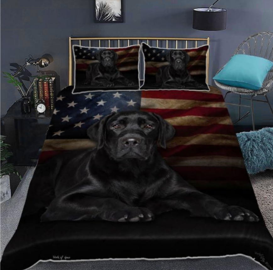 Labrador American Flag Bedding Set Labrador American Flag Bedding Set