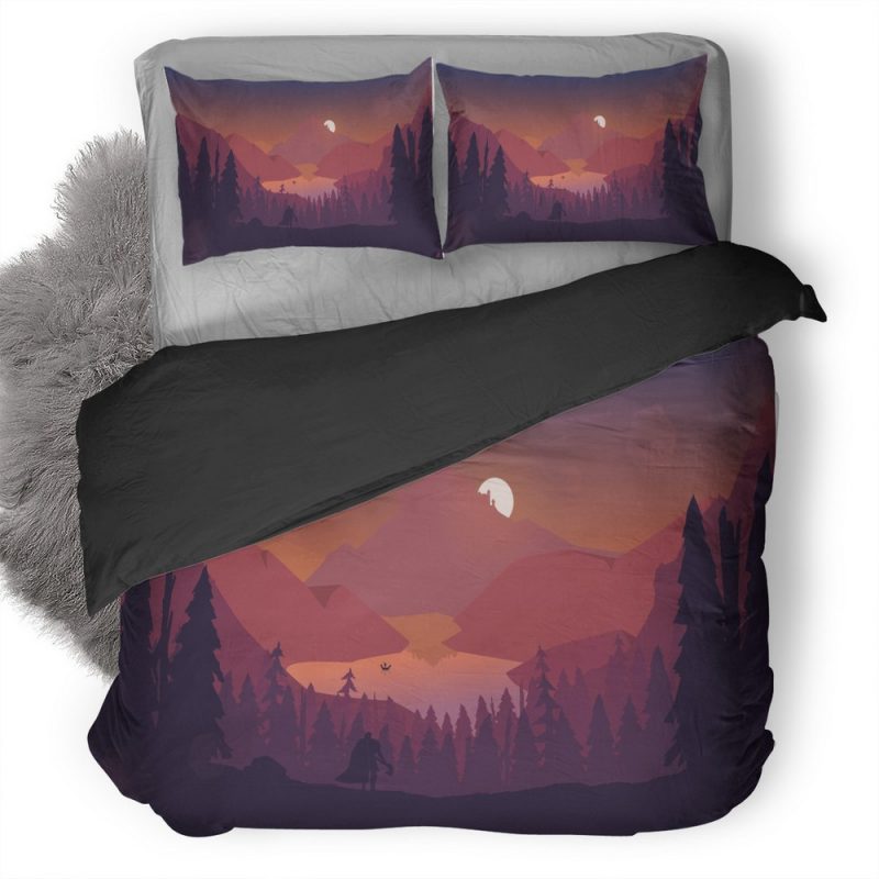 Lake Forest Mountains Illustration Fv Duvet Cover and Pillowcase Set Bedding Set Lake Forest Mountains Illustration Fv Duvet Cover and Pillowcase Set Bedding Set