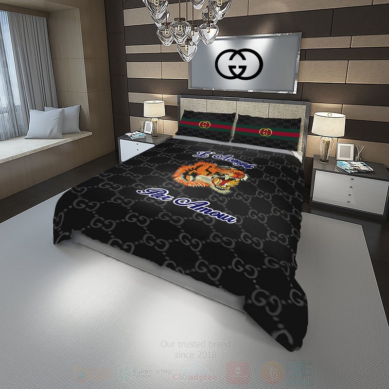 Laveugle Par Amour Gucci Tiger Black Luxury Brand Bedding Set Laveugle Par Amour Gucci Tiger Black Luxury Brand Bedding Set