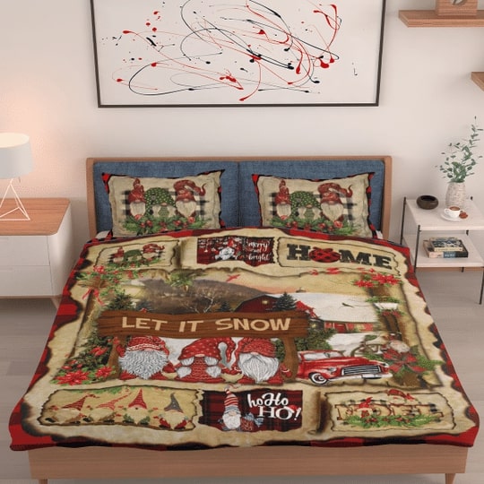 Let It Snow Gnome Christmas All Over Printed Bedding Set Let It Snow Gnome Christmas All Over Printed Bedding Set