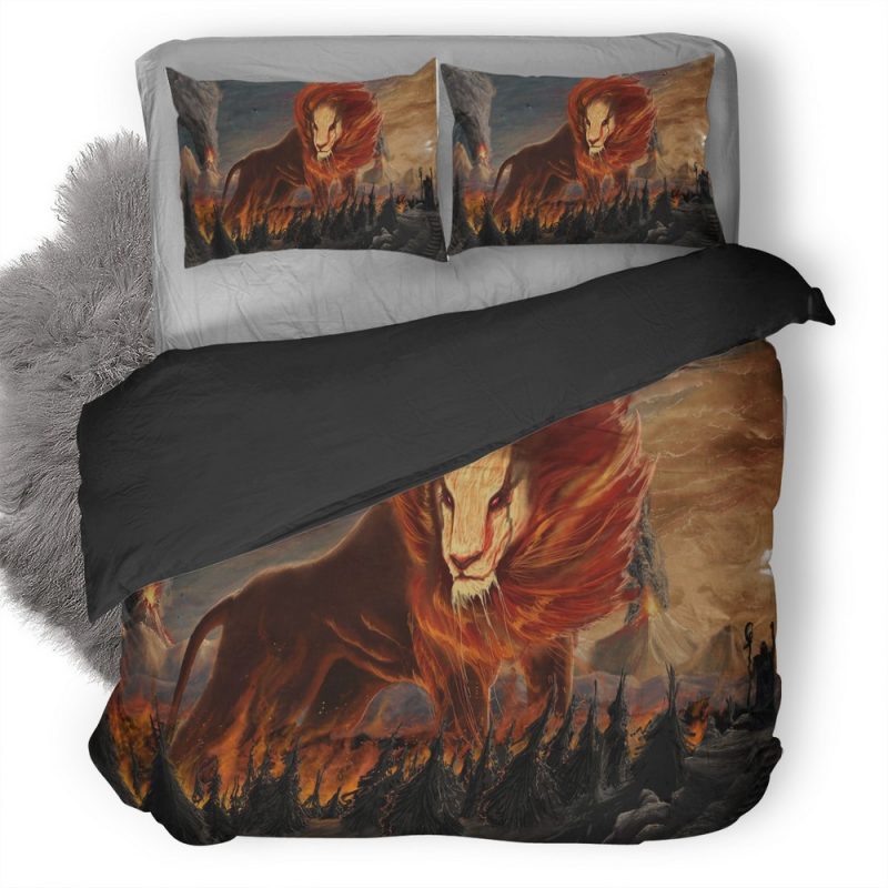 Lion Flames Scifi Abstract Explosion 4B Duvet Cover and Pillowcase Set Bedding Set Lion Flames Scifi Abstract Explosion 4B Duvet Cover and Pillowcase Set Bedding Set