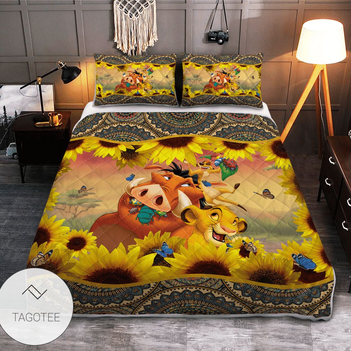Lion Mandala Sunshine Quilt Bedding Set- Lion Mandala Sunshine Quilt Bedding Set-