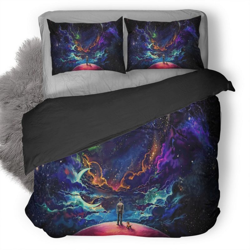 Little Prince With Dog Colorful Science Fiction Fantasy Art Stars Artwork K7 Duvet Cover and Pillowcase Set Bedding Set Little Prince With Dog Colorful Science Fiction Fantasy Art Stars Artwork K7 Duvet Cover and Pillowcase Set Bedding Set