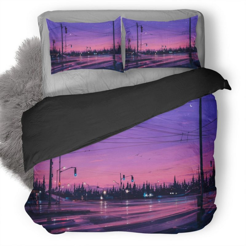 Lonely Street Lights Road E1 Duvet Cover and Pillowcase Set Bedding Set Lonely Street Lights Road E1 Duvet Cover and Pillowcase Set Bedding Set