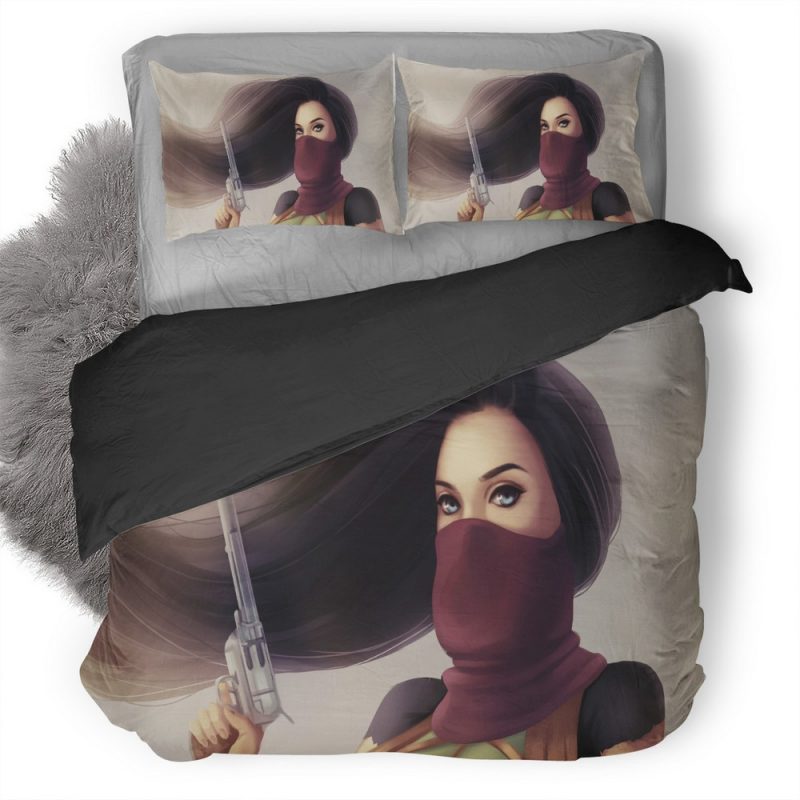Long Hair Girl With Pistol Ch Duvet Cover and Pillowcase Set Bedding Set Long Hair Girl With Pistol Ch Duvet Cover and Pillowcase Set Bedding Set