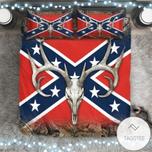 Longhorn Deer Skull The Confederate Flag Bedding Set