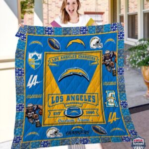 Los Angeles Chargers Nfl Logo History Personalized Bedding Set