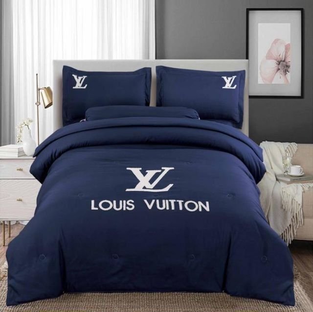 Louis Vuiton Blue Bedding Set Louis Vuiton Blue Bedding Set