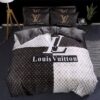 Louis Vuiton Brand White Black Bedding Set