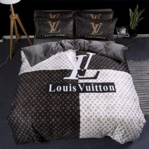 Louis Vuiton Brand White Black Bedding Set