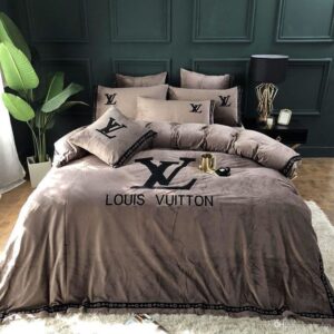 Louis Vuiton Brown Black Bedding Set
