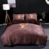 Louis Vuiton Brown Plaid Bedding Set