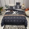 Louis Vuiton Lv Black Style Bedding Set