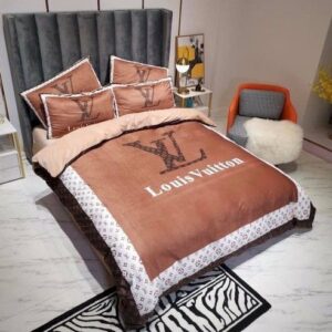 Louis Vuiton Lv Brand Brown White Bedding Set